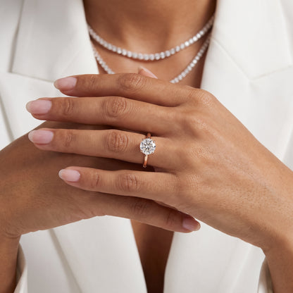 Amaya Hidden Halo Round Diamond Ring in Rose Gold - model.jpg