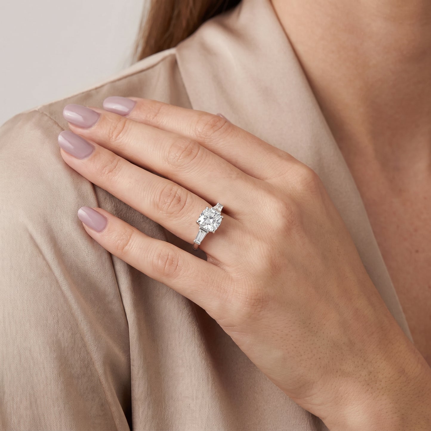 Layla Tapered Baguette Cushion Diamond Ring in Platinum - model.jpg