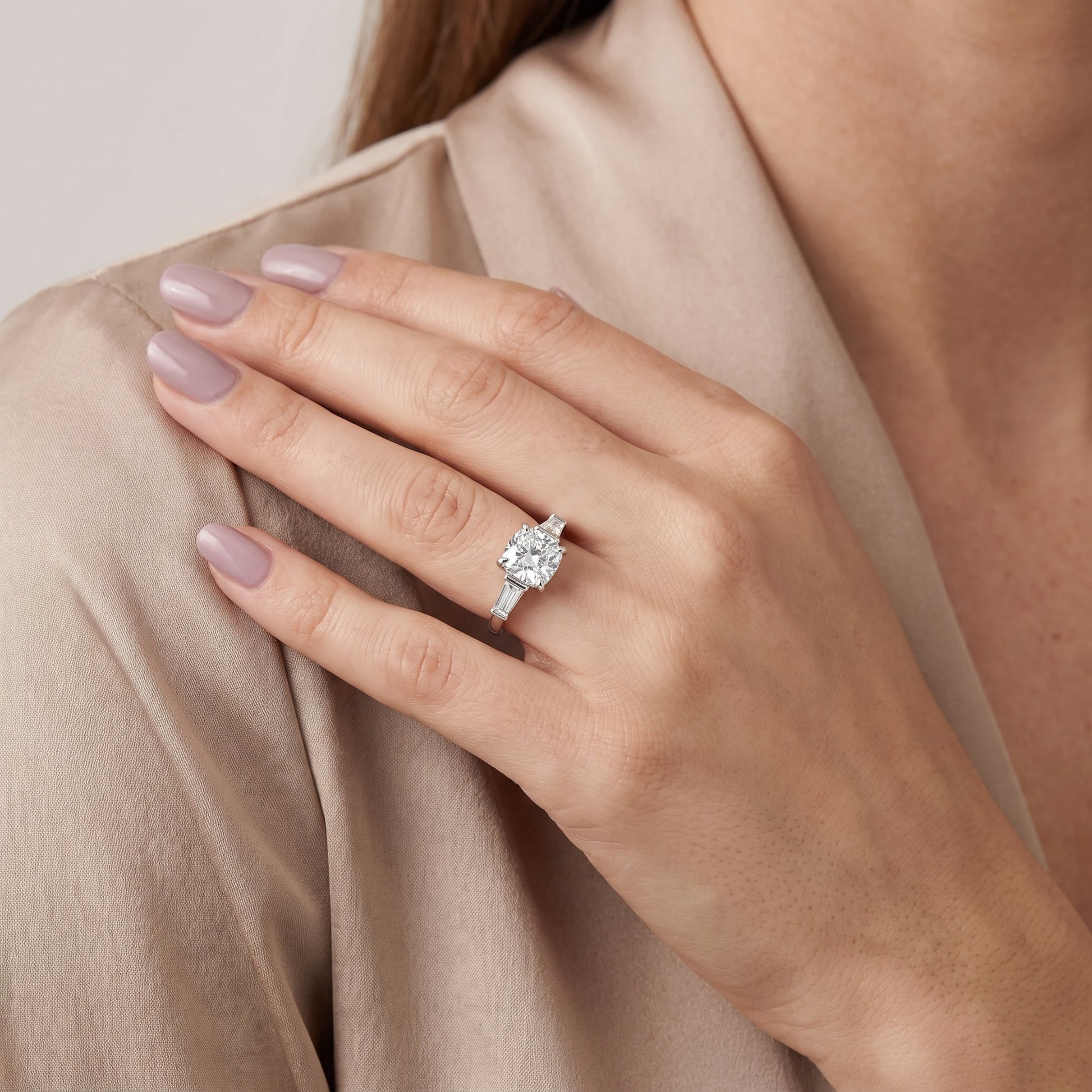Layla Tapered Baguette Cushion Diamond Ring in Platinum - model.jpg
