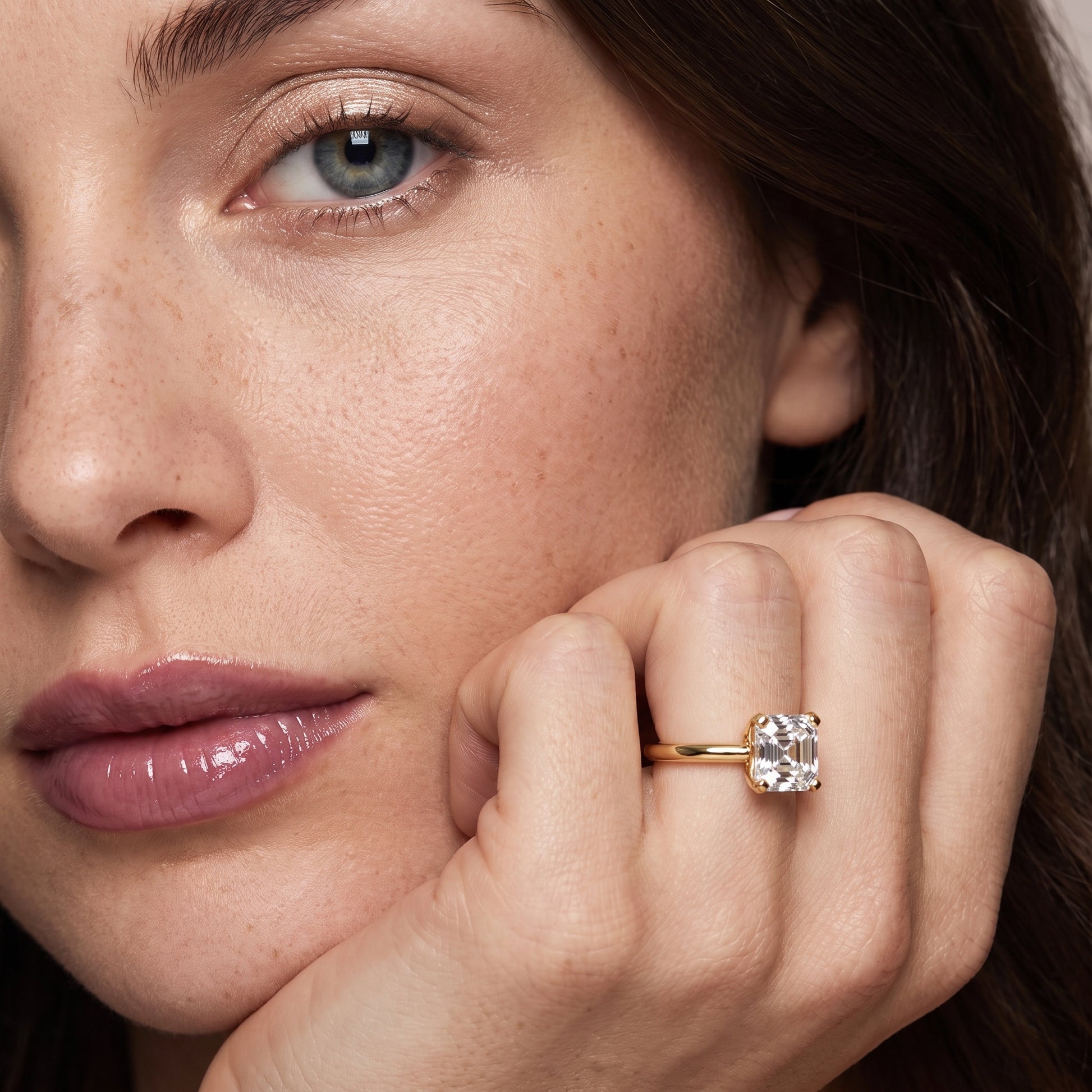 Amira Six-Prong Solitaire Asscher Diamond Engagement Ring in Yellow Gold - model.jpg