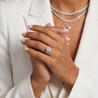 Bella Halo Pavé Round Diamond Engagement Ring in White Gold - model.jpg