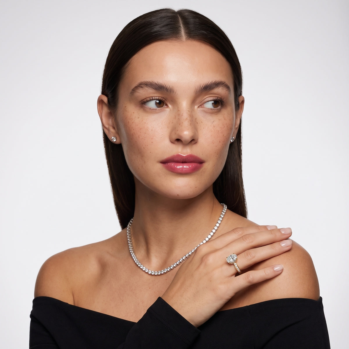Ione Hidden Halo Pavé Oval Diamond Engagement Ring in White Gold - model.jpg