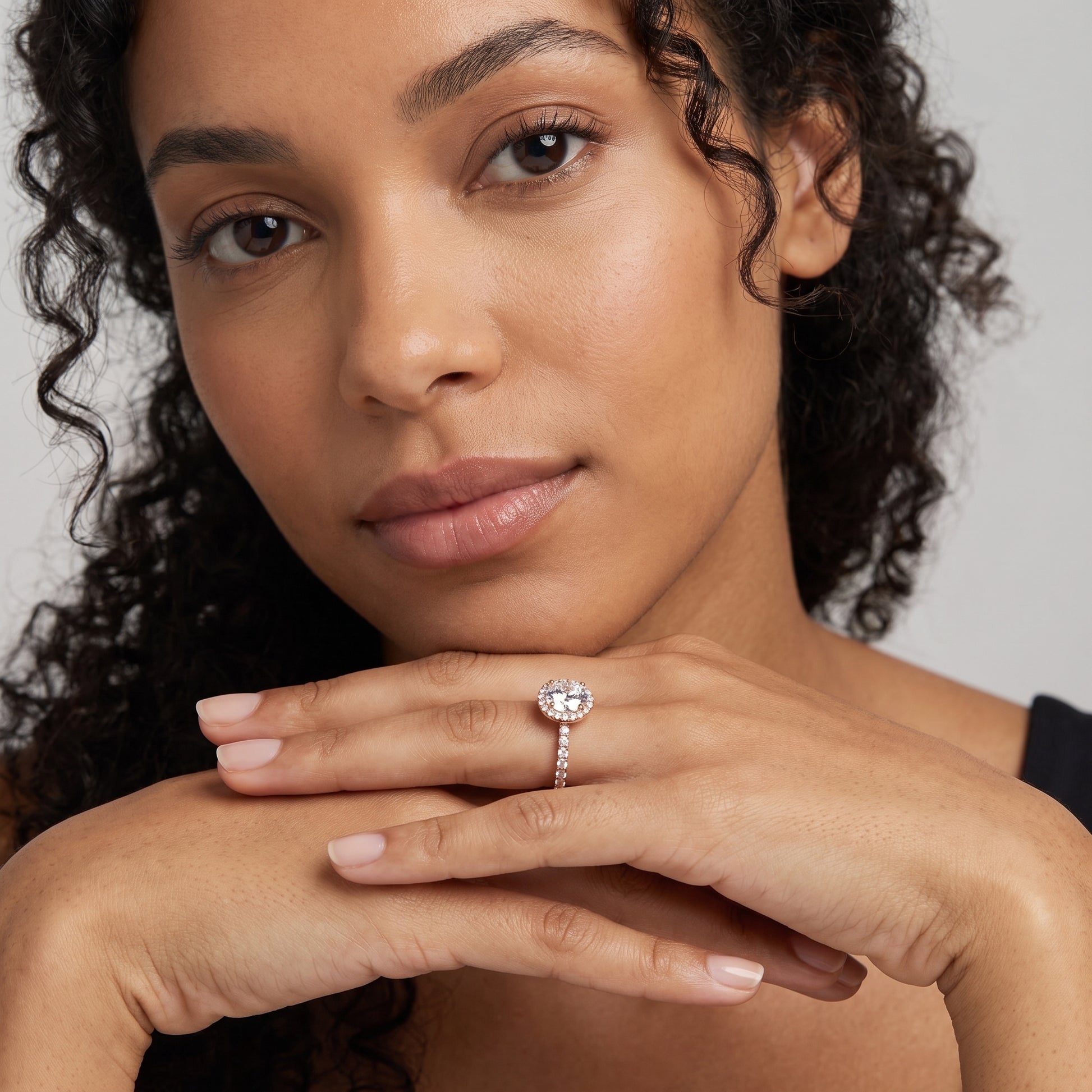 Chloe Halo Pavé Round Diamond Ring in Rose Gold - model.jpg