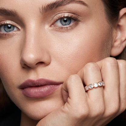 Scarlett Bezel Asscher Diamond Half Eternity Band in Rose Gold - model.jpg