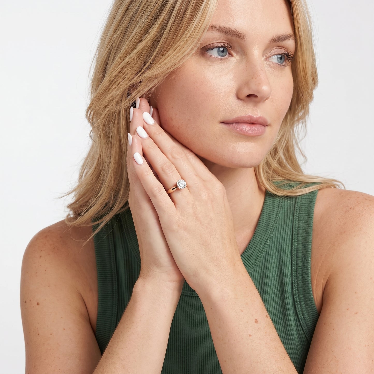 Talia Solitaire Twist Round Diamond Engagement Ring in Rose Gold - model.jpg