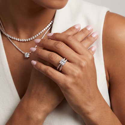 Lior Criss Cross Pavé Princess Diamond Engagement Ring in Rose Gold - model.jpg