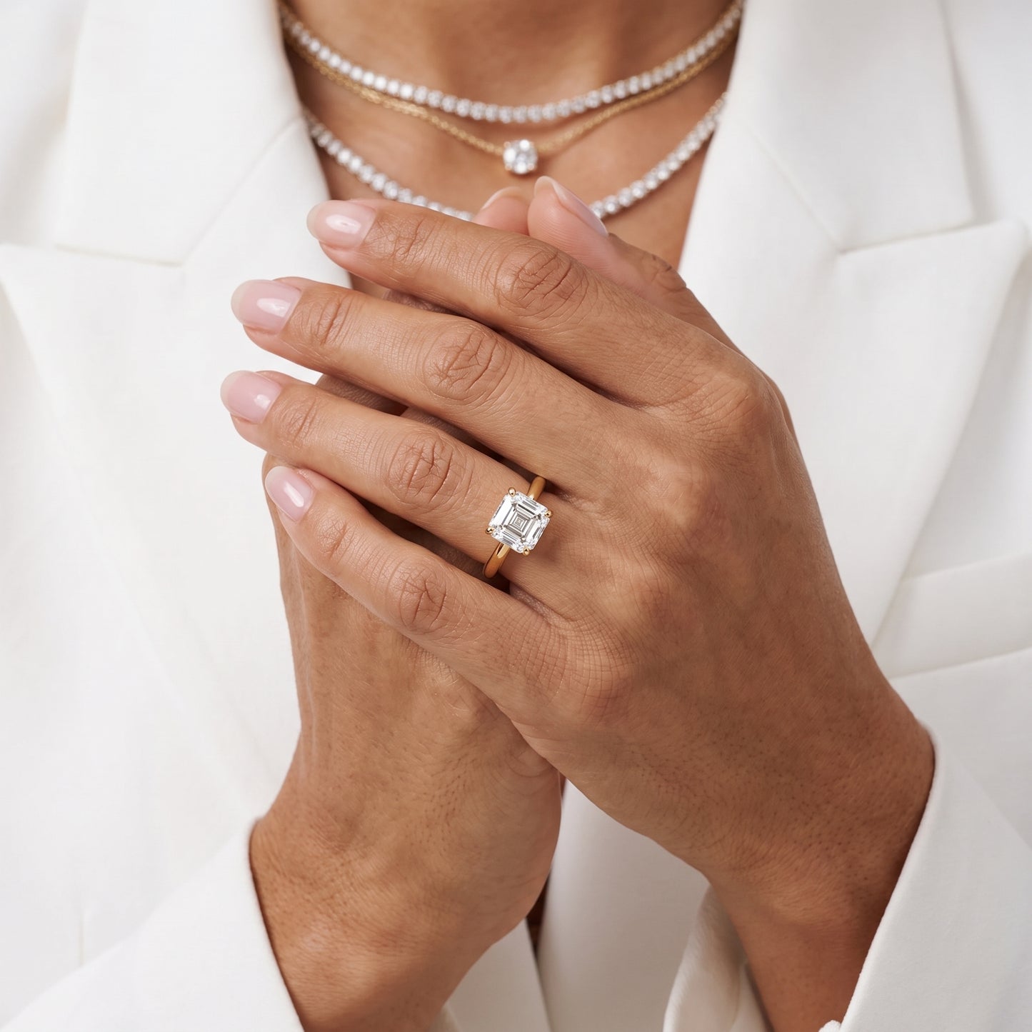 Sadie Cathedral Solitaire Asscher Diamond Ring in Yellow Gold - model.jpg