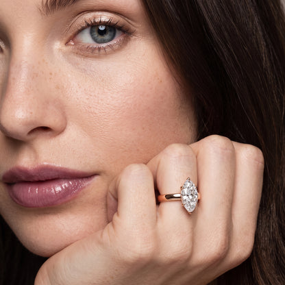 Lara Hidden Halo Marquise Diamond Engagement Ring in Rose Gold - model.jpg