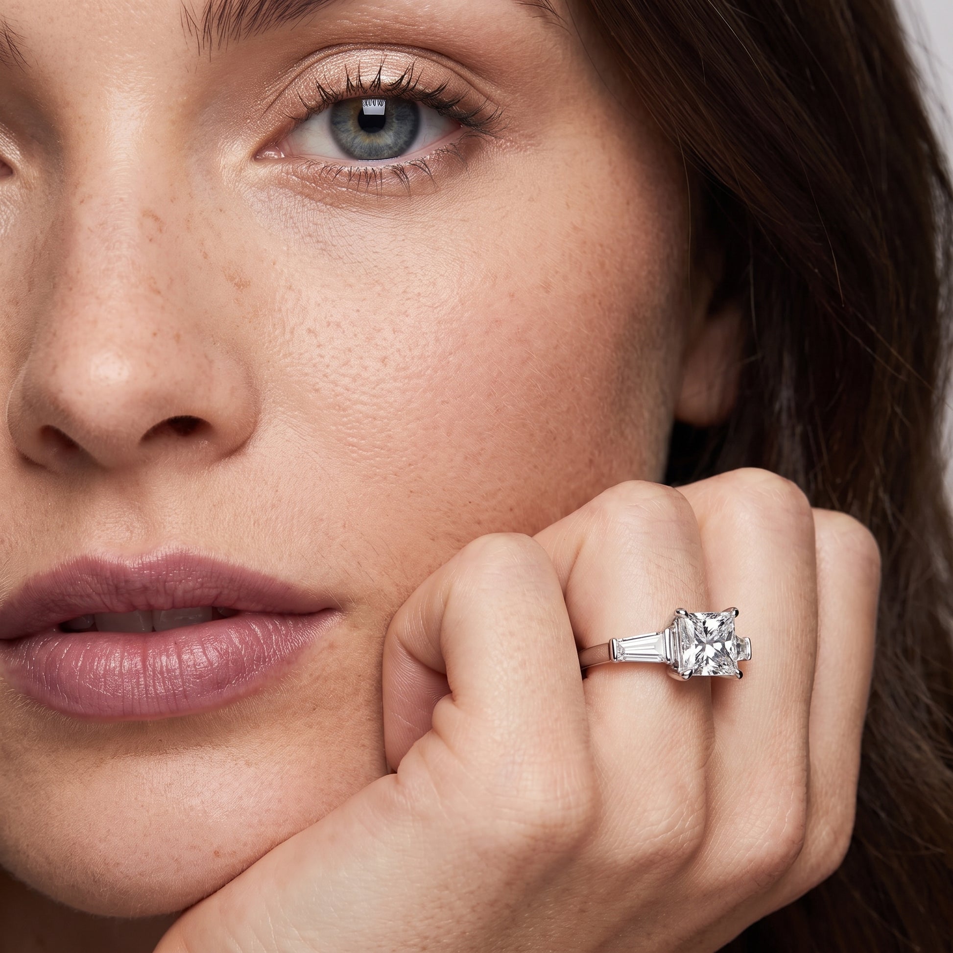 Layla Tapered Baguette Princess Diamond Ring in White Gold - model.jpg
