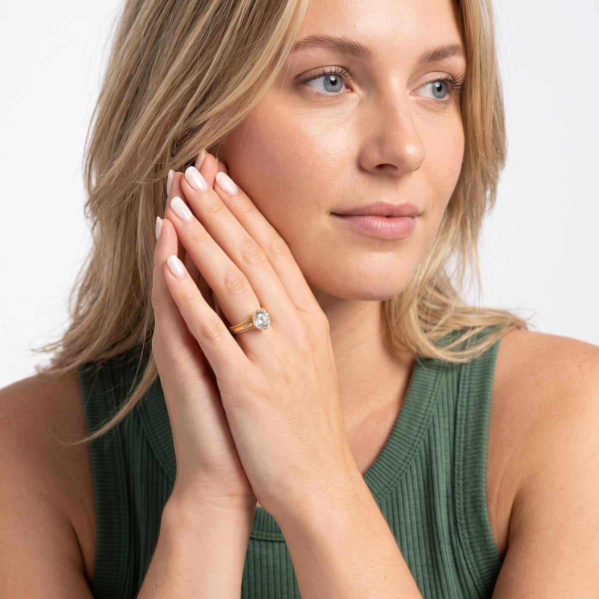 Gillian Vintage Split Shank Round Diamond Engagement Ring in Rose Gold - model.jpg
