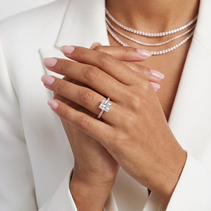 Juna French Pavé Solitaire Princess Diamond Engagement Ring in Rose Gold - model.jpg