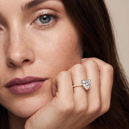 Juna French Pavé Solitaire Heart Diamond Engagement Ring in Yellow Gold - model.jpg