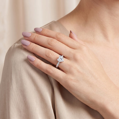 Rhea Sidestone Pavé Heart Diamond Engagement Ring in White Gold - model.jpg