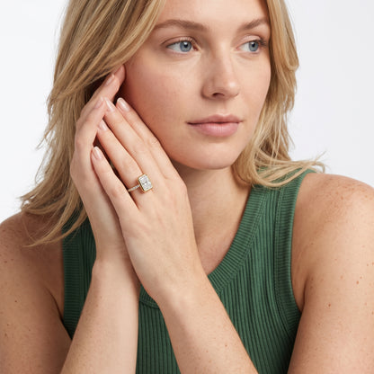 Cora Bezel Pavé Radiant Diamond Engagement Ring in Yellow Gold - model.jpg
