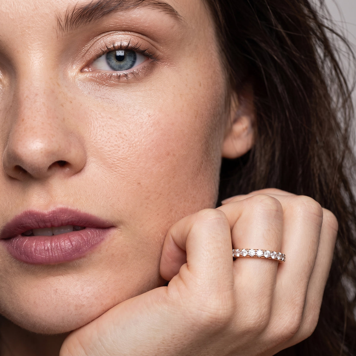 Margaret French Pavé Round Diamond Eternity Band in Rose Gold - model.jpg