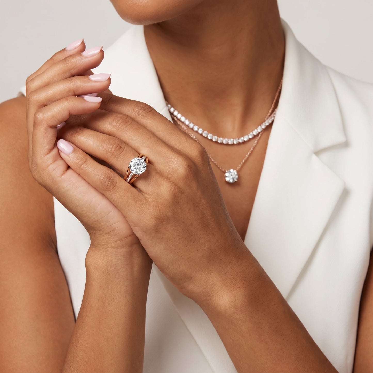 Scarlett Split Shank Pavé Round Diamond Ring in Rose Gold - model.jpg