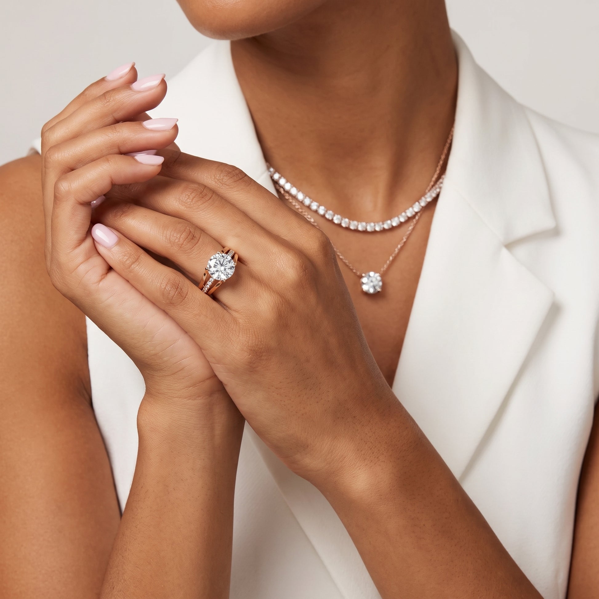 Scarlett Split Shank Pavé Round Diamond Ring in Rose Gold - model.jpg