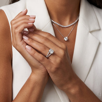Eternal Embrace Solitaire Cushion Diamond Engagement Ring in Silver - model.jpg