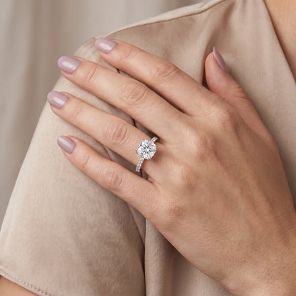 Novara Solitaire Pavé Cushion Diamond Ring in White Gold - model.jpg