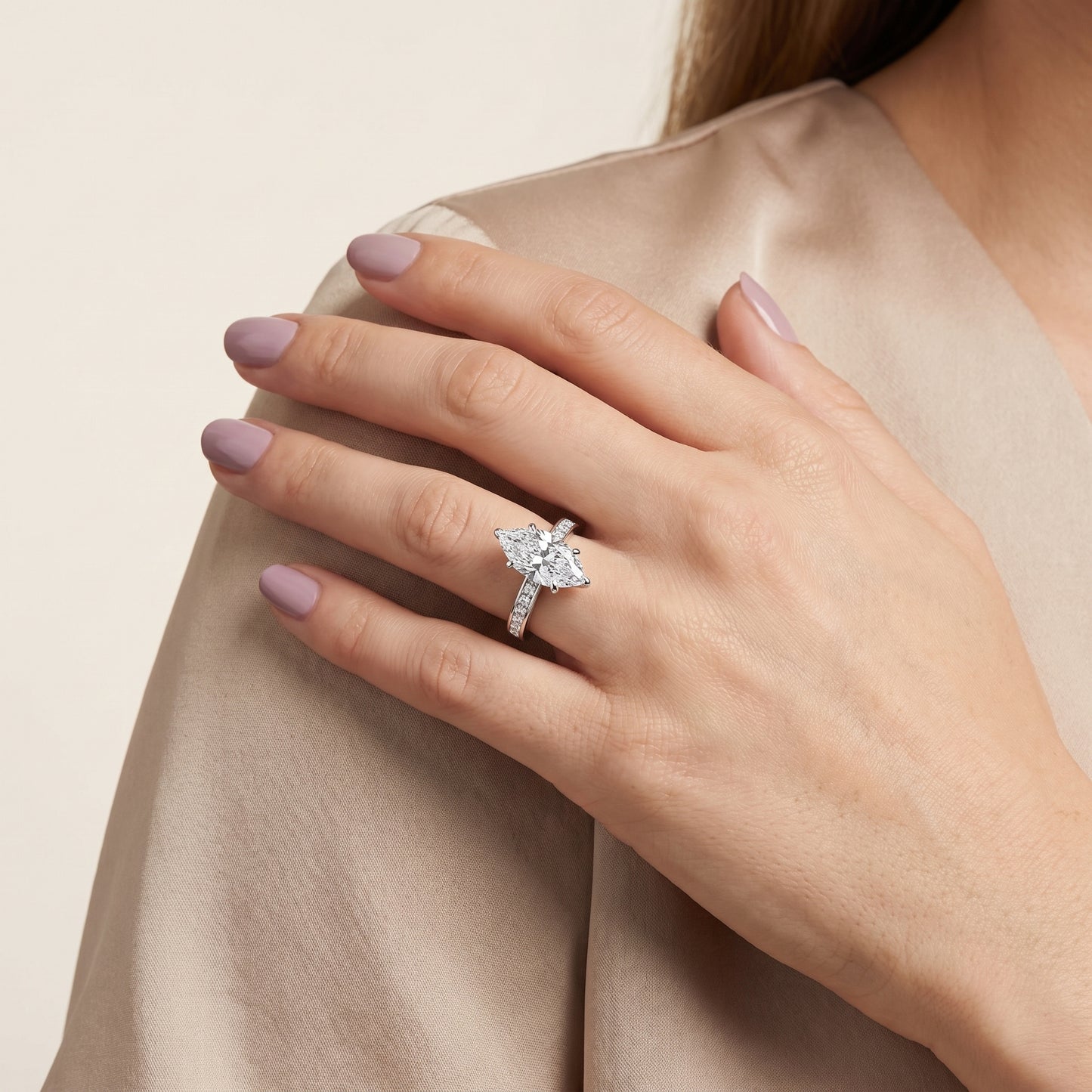 Maren Sidestone Channel Set Marquise Diamond Engagement Ring in White Gold - model.jpg