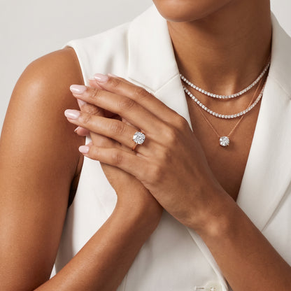 Anais Trellis Solitaire Cushion Diamond Engagement Ring in Rose Gold - model.jpg