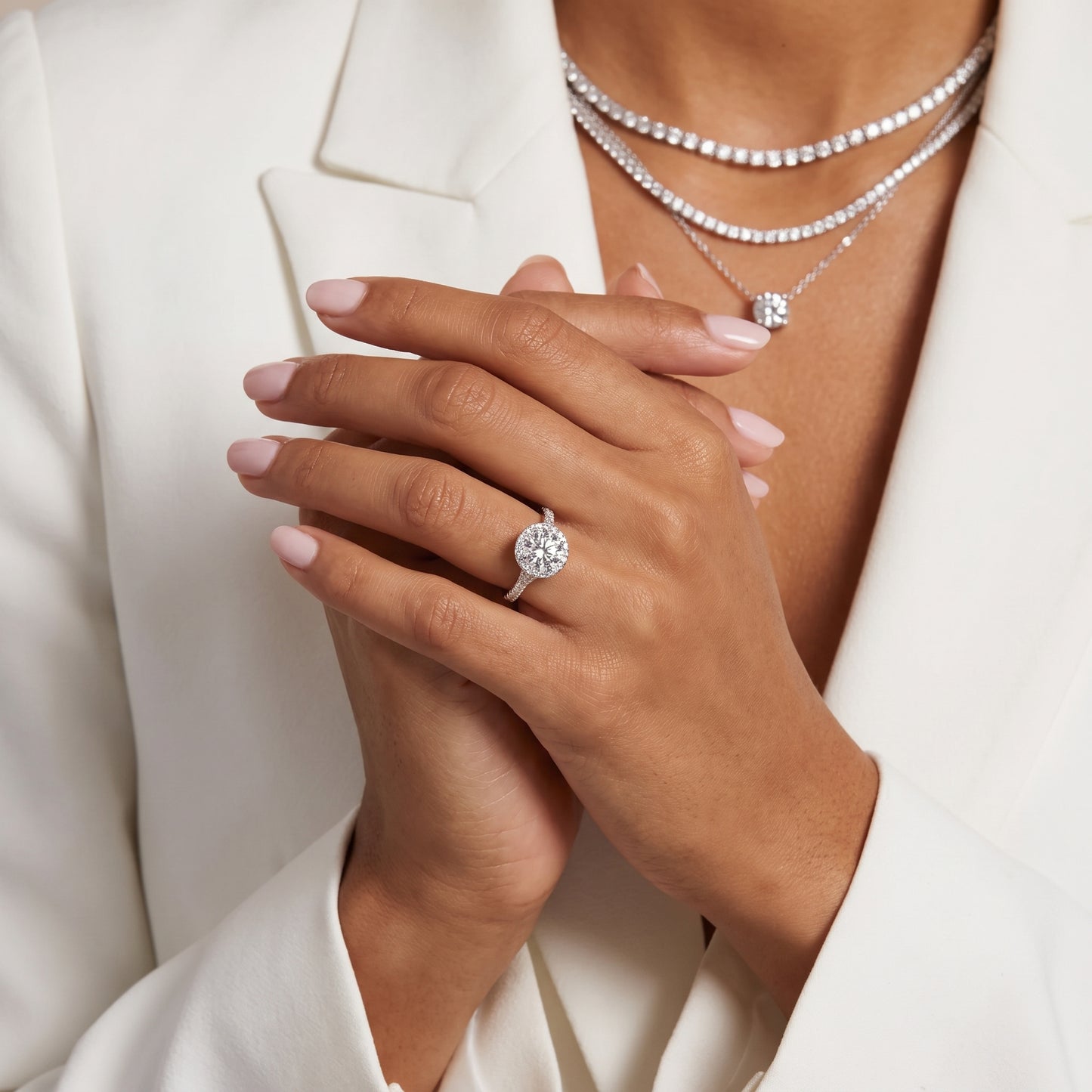 Bella Halo Pavé Round Diamond Engagement Ring in Platinum - model.jpg