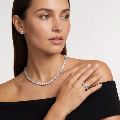 Galia Bezel Asscher Diamond Half Eternity Band in Platinum - model.jpg