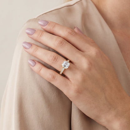 Brielle Channel Set Solitaire Asscher Diamond Ring in Yellow Gold - model.jpg