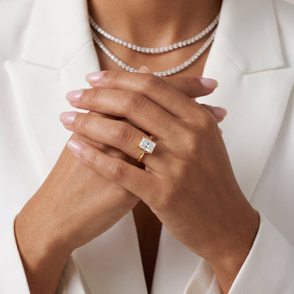 Radiant Cut Lab Grown Diamond Engagement Ring in Yellow Gold