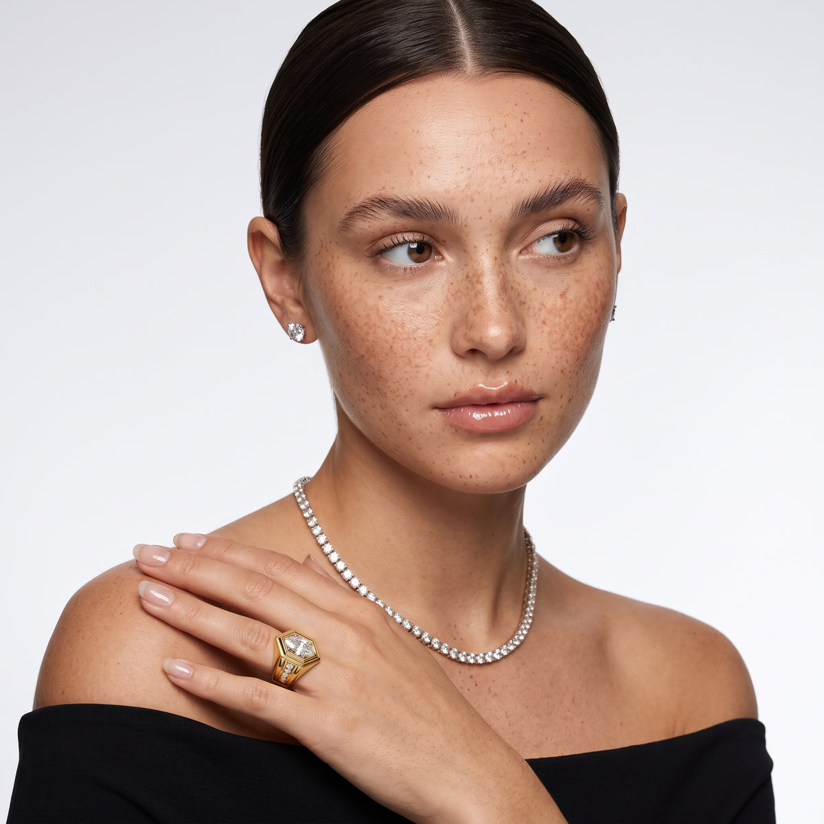 Cody Statement Channel Set Marquise Diamond Engagement Ring in Silver - model.jpg