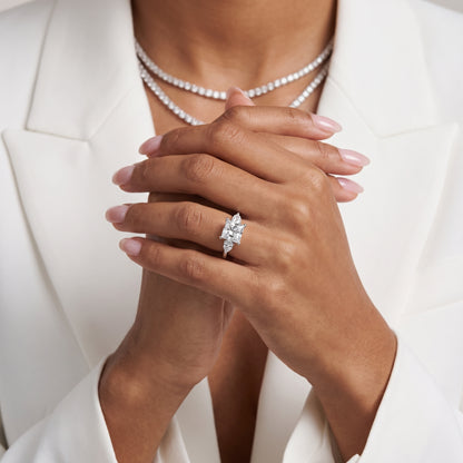 Faye Three-Stone Trellis Princess Diamond Ring in Platinum - model.jpg
