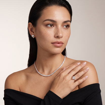 Anya Sidestone Cluster Marquise Diamond Ring in Rose Gold - model.jpg