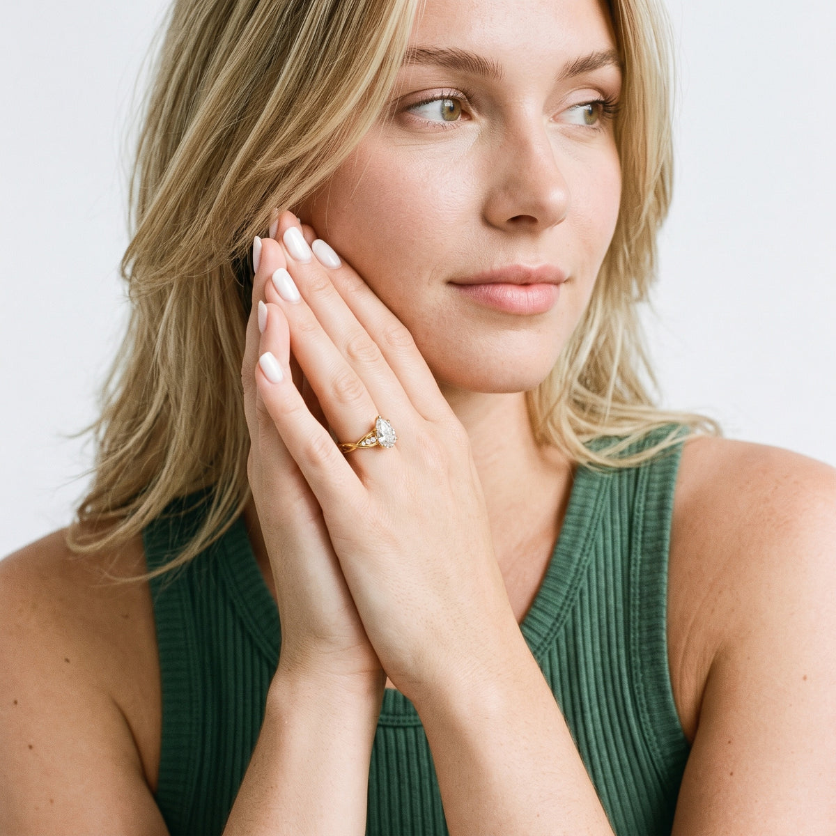 Stefania Twist Pear Diamond Engagement Ring in Rose Gold - model.jpg