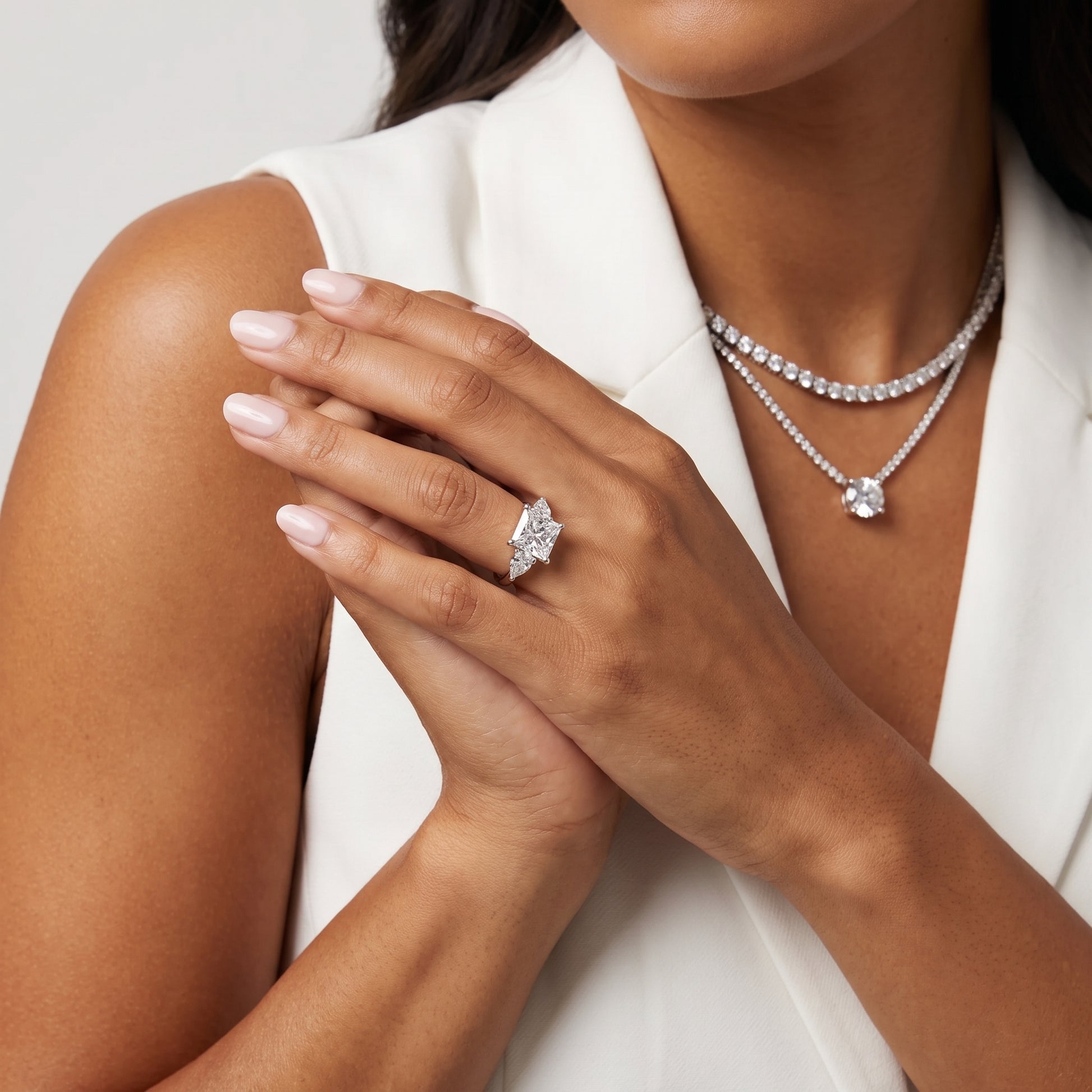 Phoebe Three-Stone Princess Diamond Ring in White Gold - model.jpg
