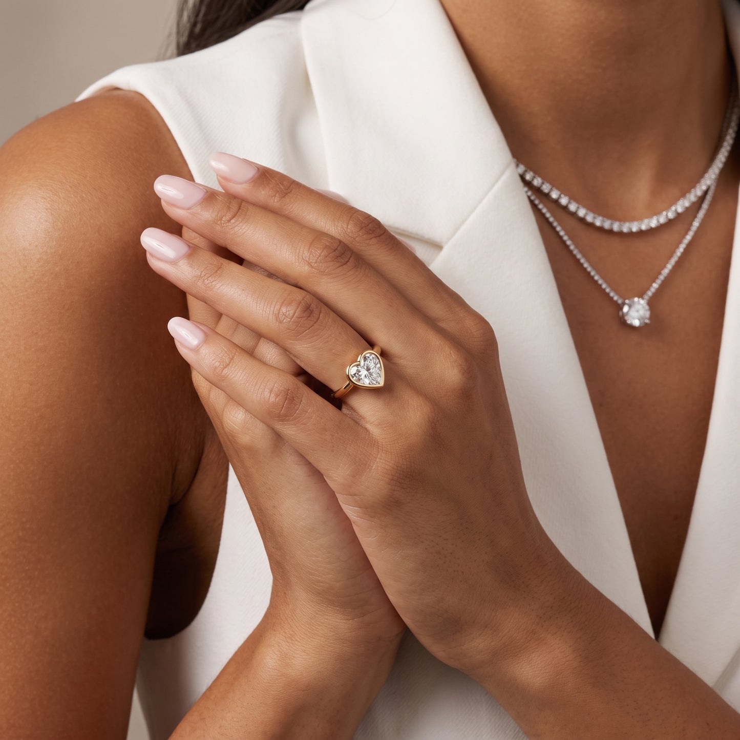 Maeve Bezel Solitaire Heart Diamond Ring in Yellow Gold - model.jpg