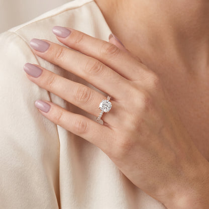 Gia Hidden Halo Pavé Cushion Diamond Ring in Rose Gold - model.jpg
