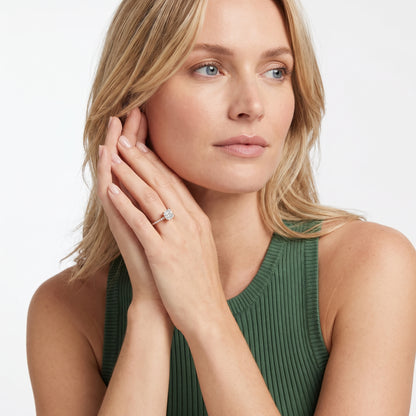Tessa Solitaire Channel Set Radiant Diamond Engagement Ring in Rose Gold - model.jpg