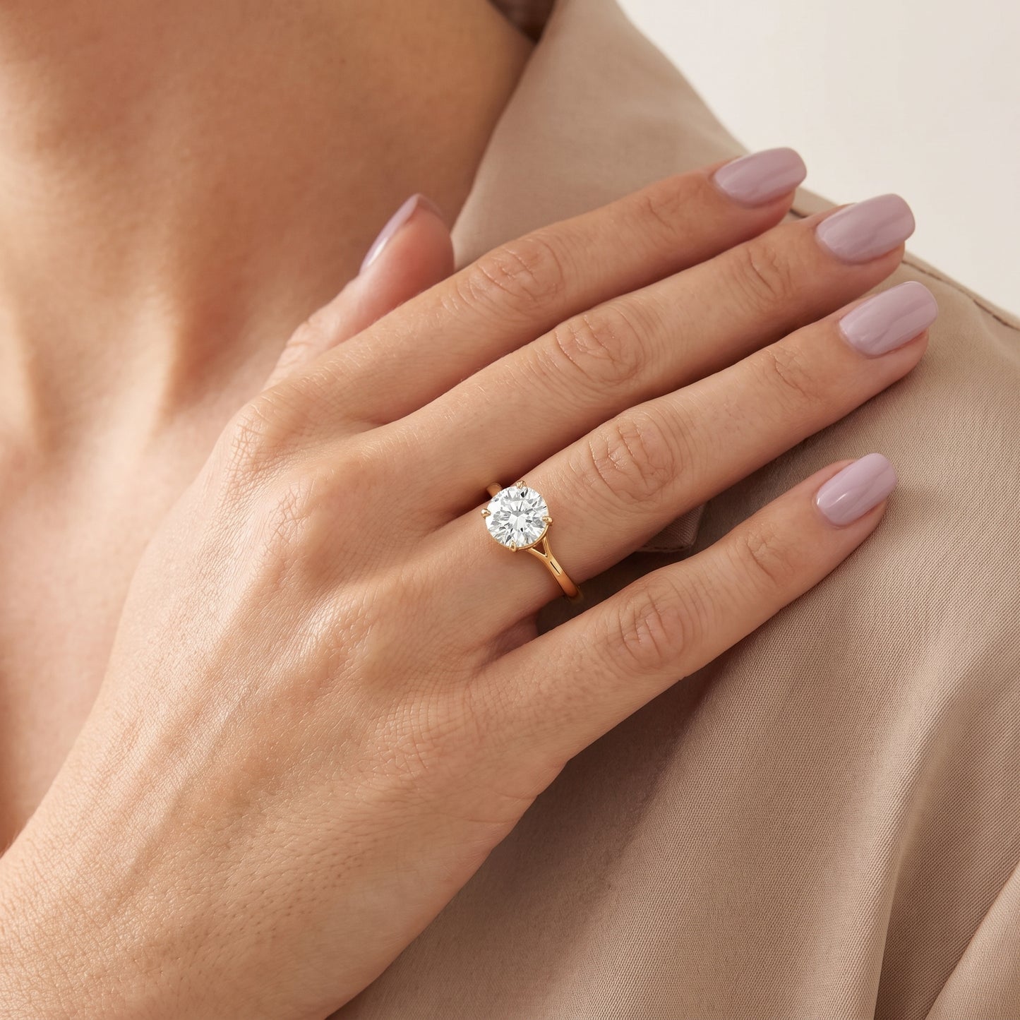 Anais Trellis Solitaire Round Diamond Engagement Ring in Yellow Gold - model.jpg