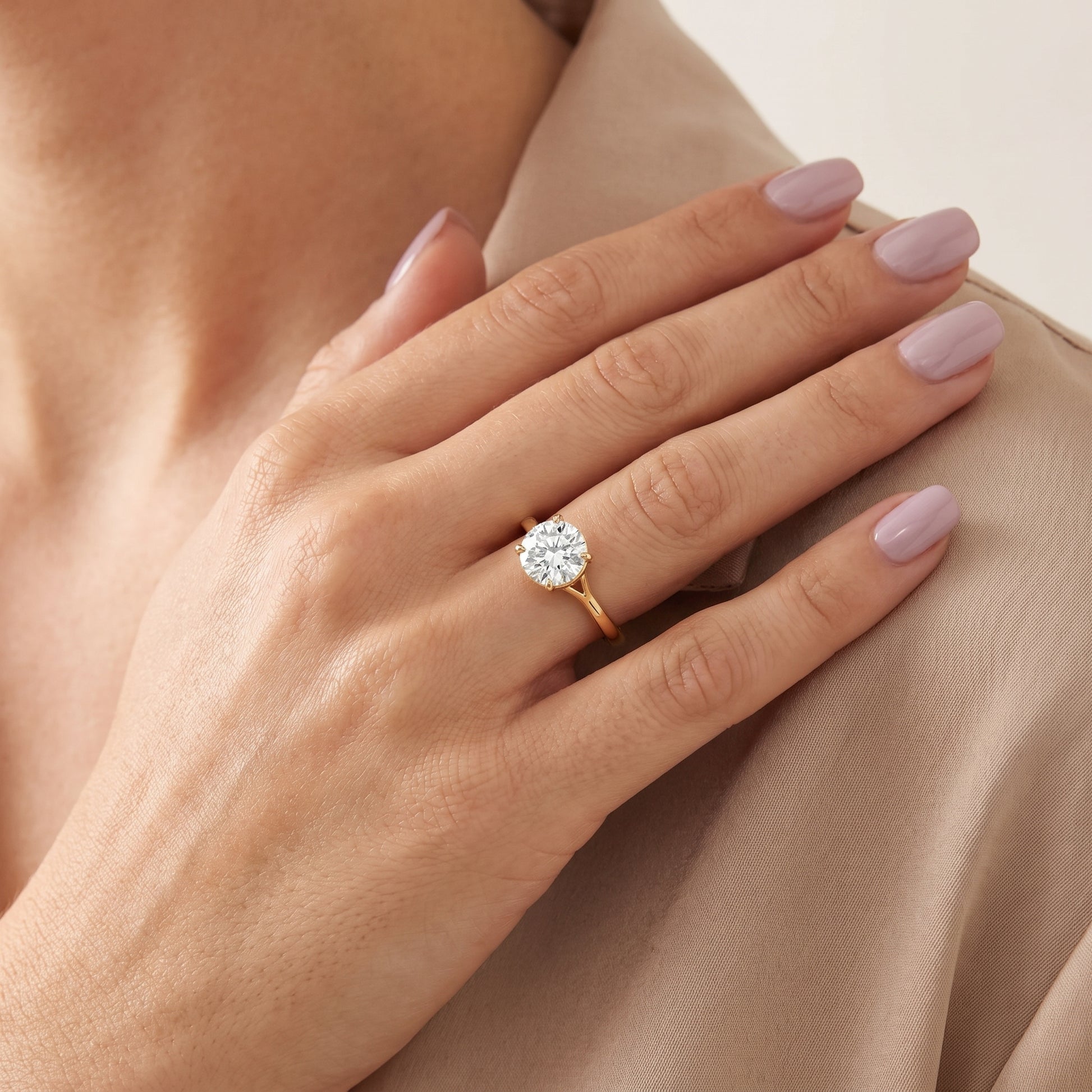 Anais Trellis Solitaire Round Diamond Engagement Ring in Yellow Gold - model.jpg