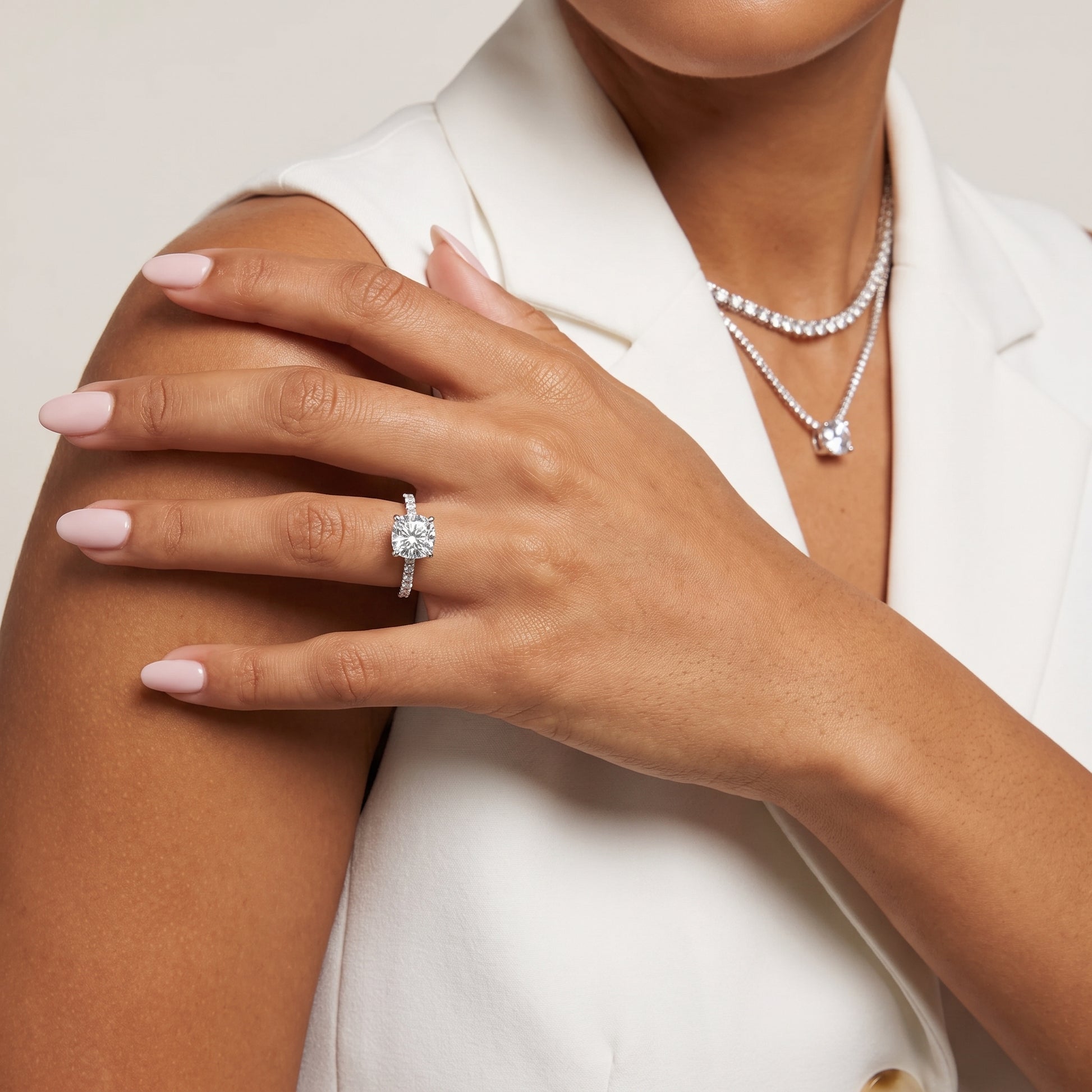 Thea Hidden Halo Pavé Cushion Diamond Engagement Ring in White Gold - model.jpg