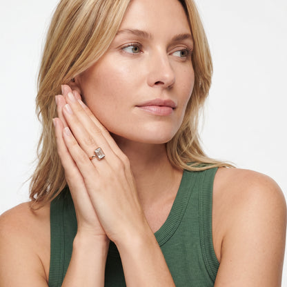 Maeve Bezel Solitaire Emerald Diamond Ring in Rose Gold - model.jpg