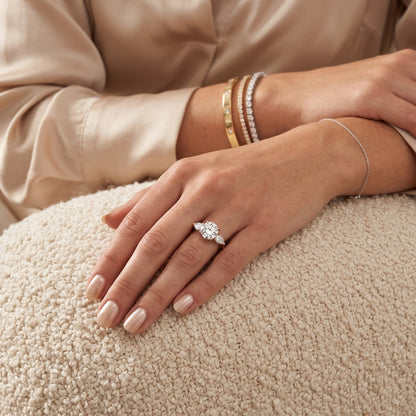 Grace Three Stone Round Diamond Engagement Ring in Rose Gold - model.jpg