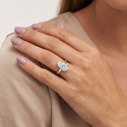 Lara Hidden Halo Pear Diamond Engagement Ring in White Gold - model.jpg