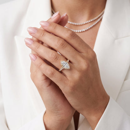 Bella Halo Pavé Marquise Diamond Engagement Ring in Yellow Gold - model.jpg