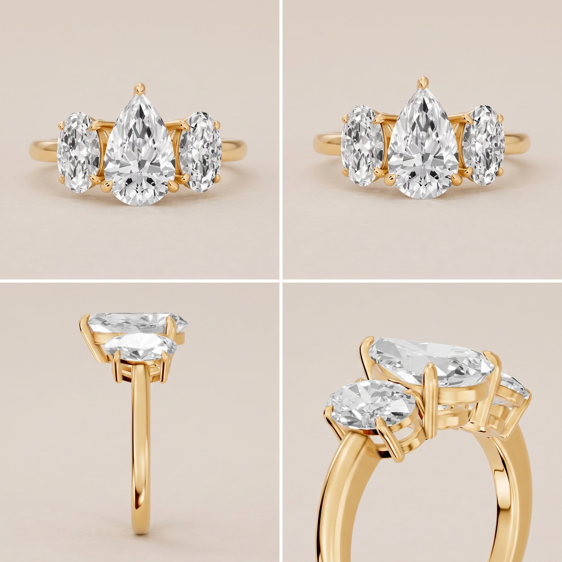 Lila Three-Stone Pear Diamond Ring in Yellow Gold - model.jpg