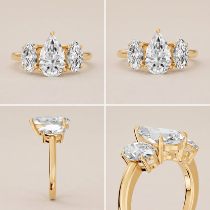 Lila Three-Stone Pear Diamond Ring in Yellow Gold - model.jpg