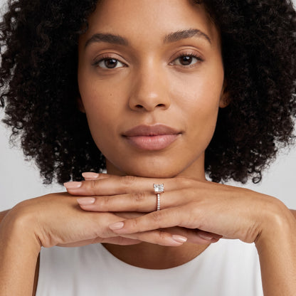 Novara Solitaire Pavé Princess Diamond Ring in Rose Gold - model.jpg