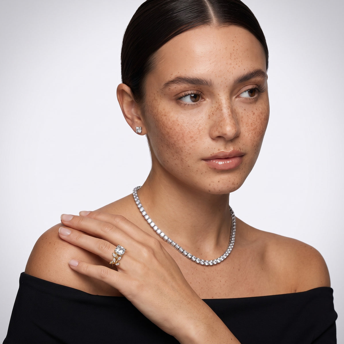 Andrea Vine Cushion Diamond Engagement Ring in Platinum - model.jpg