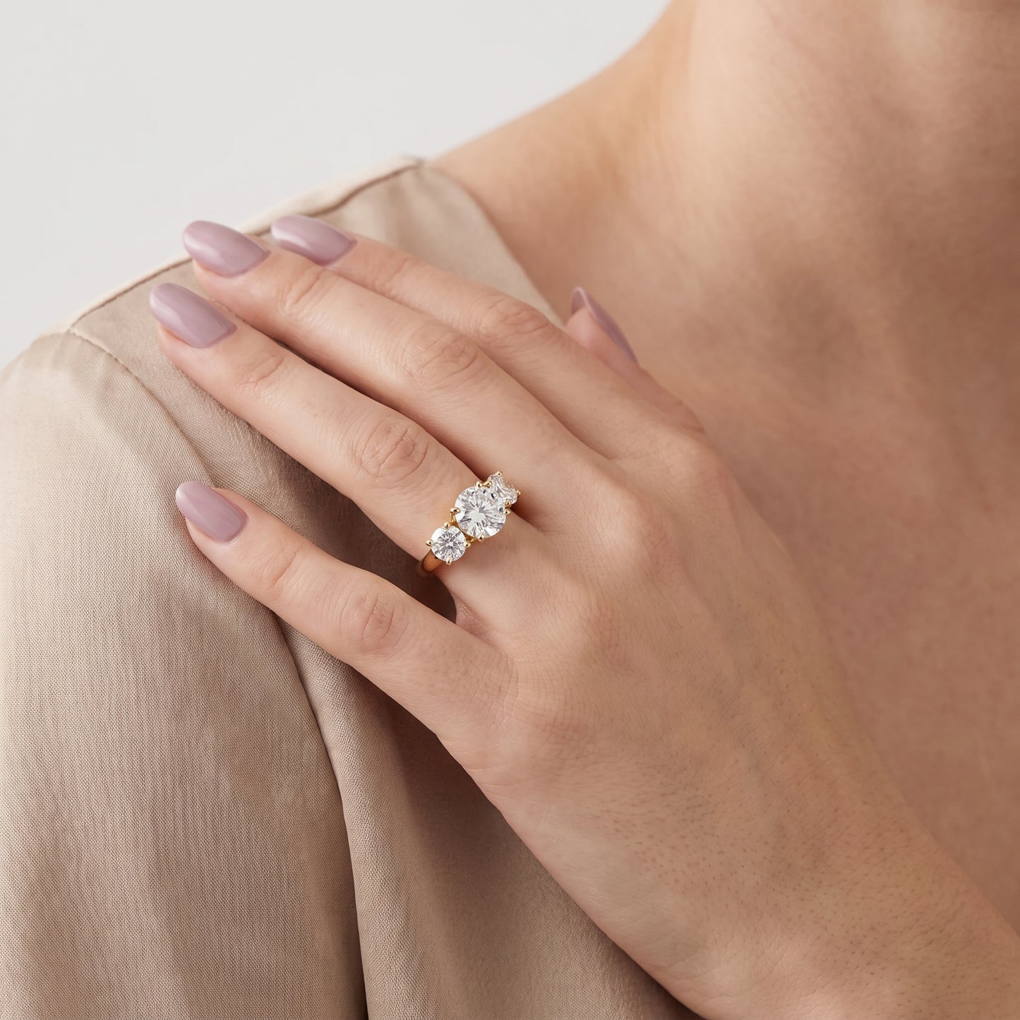 Esme Three-Stone Tapered Round Diamond Ring in Yellow Gold - model.jpg