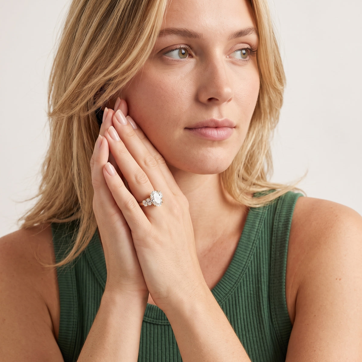 Kirsten Graduated Five-Stone Oval Diamond Engagement Ring in Silver - model.jpg